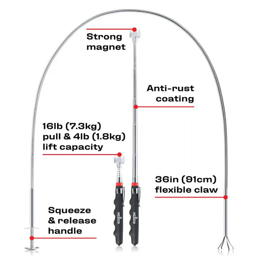 RetrieveDuo Flexible Claw Grabber and Extendable Telescoping Magnet