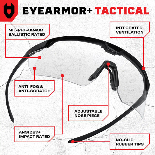 EyeArmor+ Tactical Clear Shooting Safety Glasses