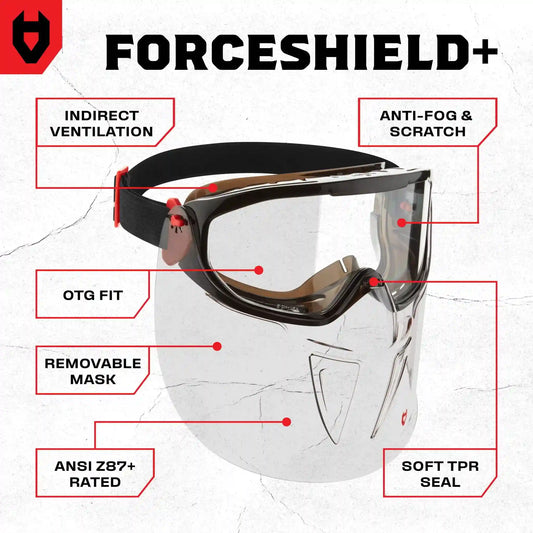 ForceShield+ Anti-Fog Safety Goggles with Detachable Face Shield
